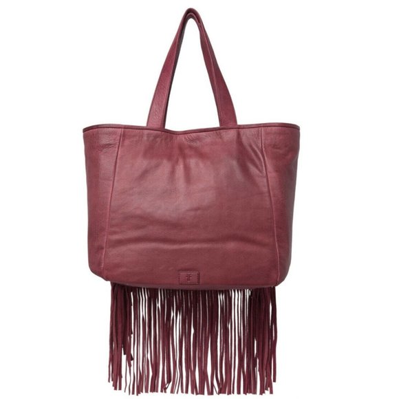NWT Frye Vivian Leather Fringe Tote Bag - Open Red - Picture 5 of 5